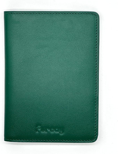 Slim Nappa Leather RFID blocking Passport Cover for Men and Women (Green/Brown)