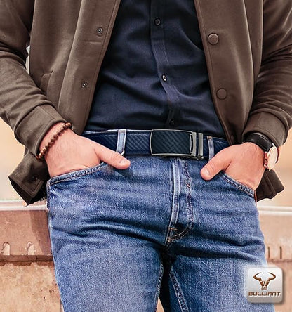 BULLIANT Men's Ratchet Belt 2 Pack-Click Leather Belt Adjustable for Men Gift 1 3/8-Cut for Perfect Fit