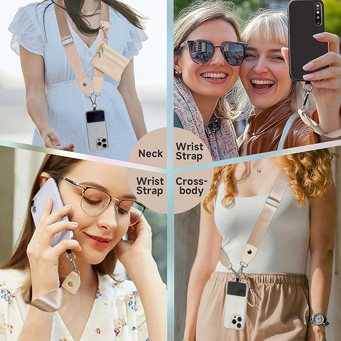 FUVLIFE Phone Lanyard Crossbody Wrist Strap, Adjustable Clip and Go Strap for Phone with Wallet Crossbody, Phone Strap with Zippered Pouch, Universal Hands-Free for All Cell Phone