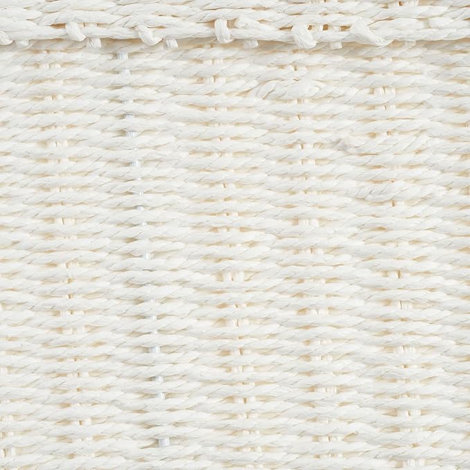 Household Essentials Small Wicker Basket with Lid, Multipurpose Storage Basket for Bathrooms, Shelves, Desks, Vanities, Closets and More, White