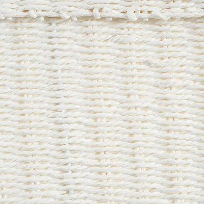 Household Essentials Small Wicker Basket with Lid, Multipurpose Storage Basket for Bathrooms, Shelves, Desks, Vanities, Closets and More, White