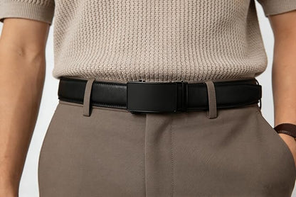 Lingli Men's Belt,Ratchet Dress Belt with Automatic Buckle Brown/Black-Trim to Fit-35mm wide