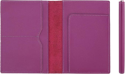STAR VISTA Albatross Leather Travel Passport Holder, Minimalist Design, Calfskin Leather Case for Women and Men - Slim Passport Wallet, Bifold, RFID Blocking, Violet