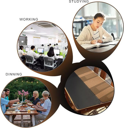 MAIDERN Leather Desk Mat, XXL 78.7” x 15.7” Reversible Large Desk Pad Mat, Cork & Leather Large Mouse pad for Desk, Waterproof Computer Desk Mat for Gaming Home Office (Black)