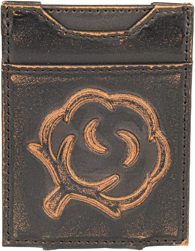 ZEP-PRO Cotton Boll Burnished Leather Magnetic Front Pocket Wallet, Slim Stylish for Men