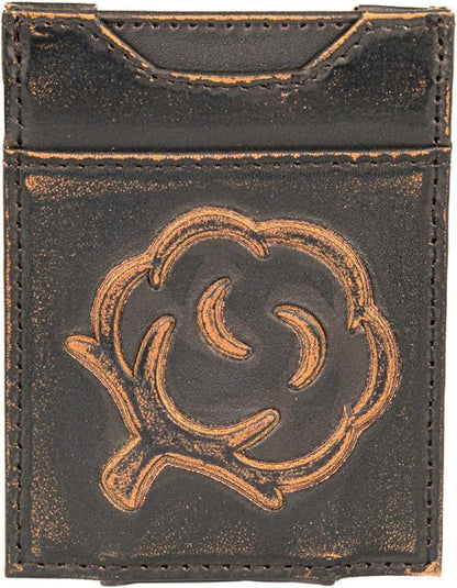ZEP-PRO Cotton Boll Burnished Leather Magnetic Front Pocket Wallet, Slim Stylish for Men