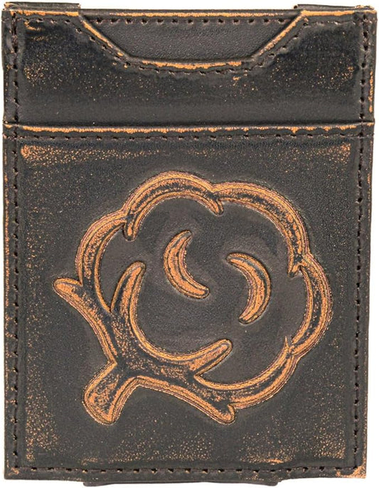 ZEP-PRO Cotton Boll Burnished Leather Magnetic Front Pocket Wallet, Slim Stylish for Men