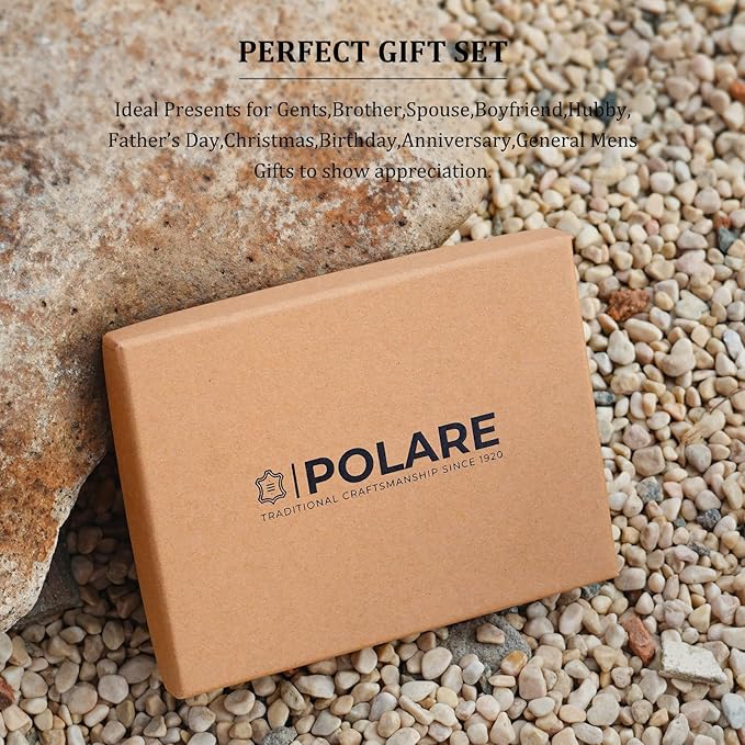 Polare Slim RFID Blocking Leather Passport Holder Travel Bifold Wallet For Men