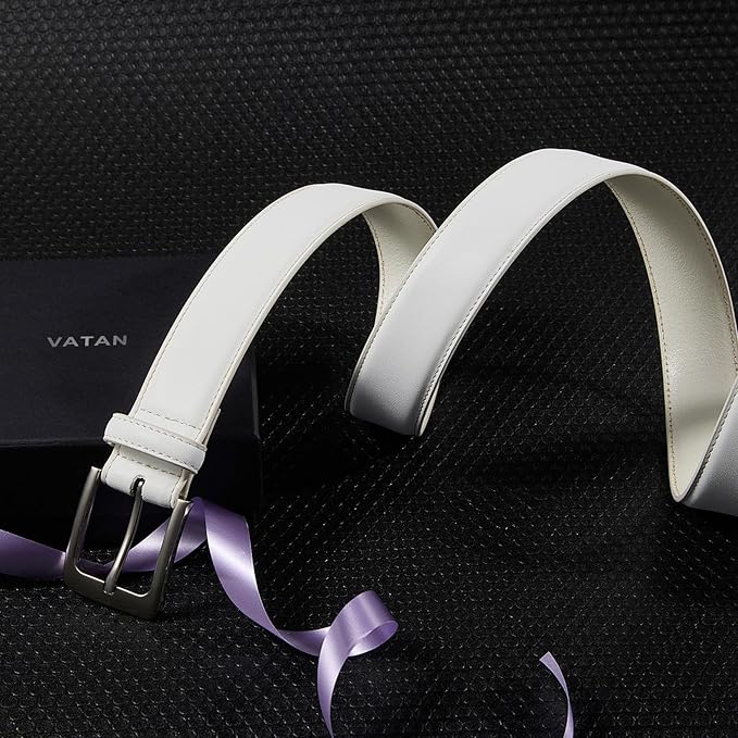 VATAN Men's Genuine Leather Dress Belts, Handmade Classic Every Day Leather Jeans Belt for Men Work Business Casual