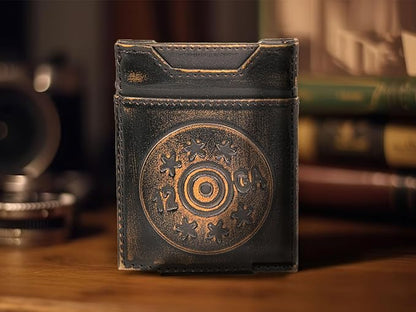 ZEP-PRO Shotshell Burnished Leather Magnetic Front Pocket Wallet, Slim Stylish for Men