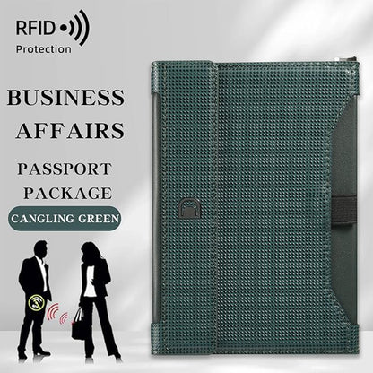 Passport Holder for Travel Essentials, RFID Blocking PU Leather Passport Wallet Cover Card holder Case Passport Book Holders for Women and Men, Dark Green