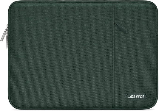 MOSISO Laptop Case 16 inch, 15-15.6 inch Laptop Sleeve Compatible with MacBook Pro 16 M5 M4 M3 M2 M1, HP Acer Dell Lenovo ASUS, Polyester Vertical Computer Sleeve Bag with Pocket, Midnight Green