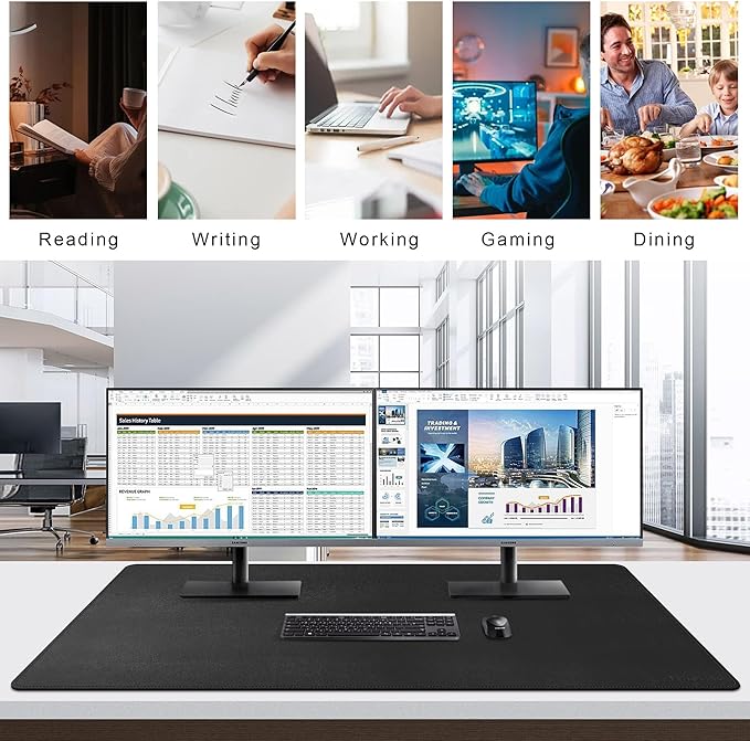 Mydours 48"x28" XXL Desk Mat, Large Desk Pad, PU Leather Desk Pad for Computer Keyboard & Mouse Setup, Full Mat for Office Work, Mega Mouse Pad Surface for Standing Desk Workstation
