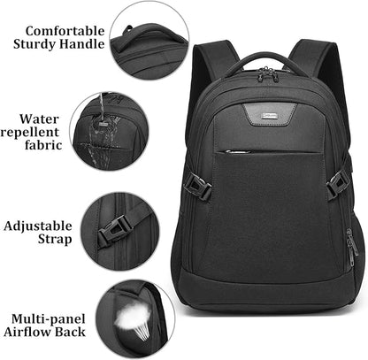 DUSLANG Anti-Theft Laptop Backpack, Black, 15.6-14-13 Inch Laptop Sleeve, USB Charging Port