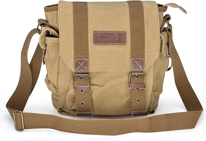 Gootium Canvas Messenger Bag - Small Vintage Shoulder Purse Crossbody Satchel