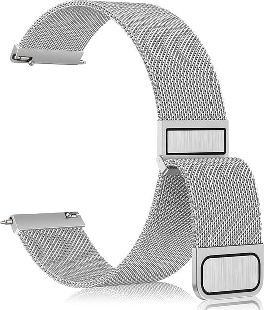 Vanjua 20mm 22mm Watch Band for Women Men, 20mm 22mm Quick Release Stainless Steel Metal Mesh Loop Adjustable Magnetic Replacement Wristbands Straps Bands