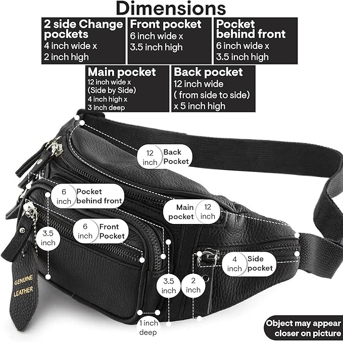 Fanny Pack Waist Bag Multifunction Genuine Leather Hip Bum Bag Travel Pouch for Men and Women- Multiple Pockets & Sturdy Zippers Ideal for Hiking Running And Cycling
