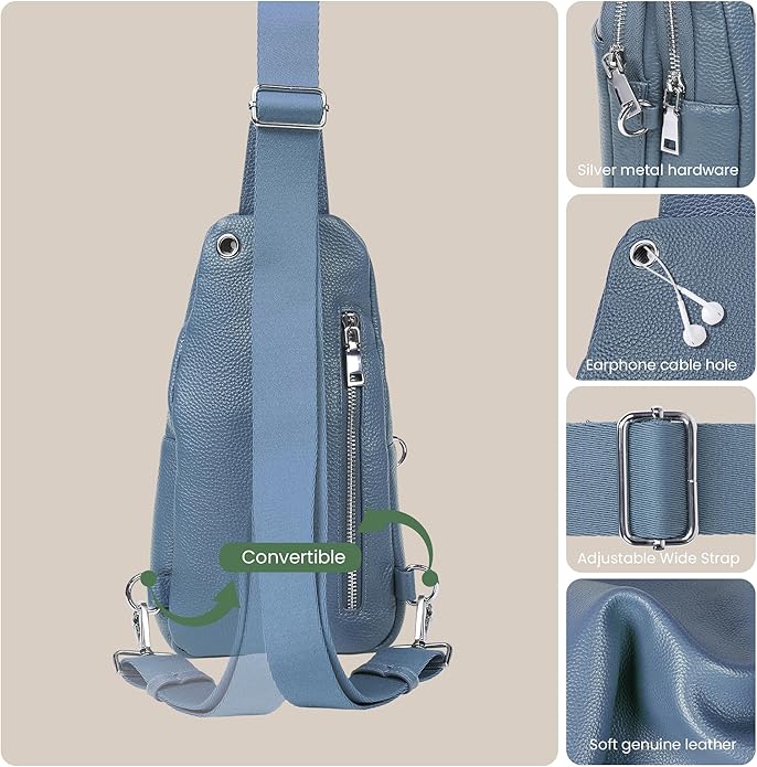befen Genuine Leather Small Sling Bag for Women Anti-Theft Crossbody Chest Bags Fanny Packs for Travel with RFID Card Slots