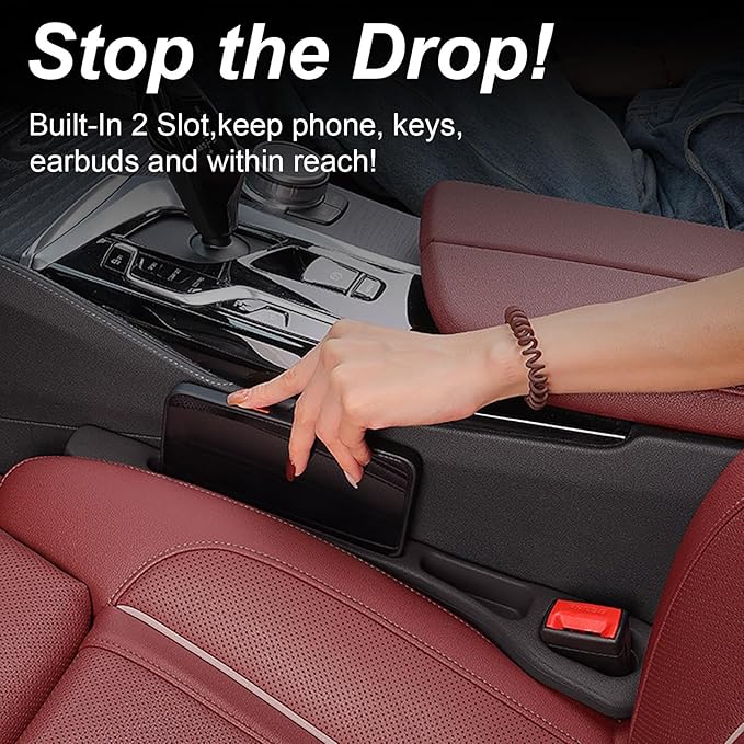 Tesdluy Car Seat Gap Filler Set of 2, Multifunctional Seat Side Gap Seam Filler Organizer with Phone Holder, Universal Fit Fill The Gap Between Seat & Console for Car, SUV, Truck
