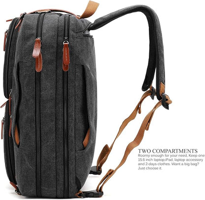 CoolBELL Convertible Backpack Messenger Shoulder bag Laptop Case Handbag Business Briefcase Multi-functional Travel Rucksack Fits 17.3 Inch Laptop For Men/Women (Canvas Black)