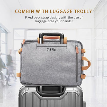 MOLNIA 3 in 1 Laptop Bag for Men, 17.3 inch Computer Bags for Men, Laptop Backpack, for Travel Business Work, Briefcases Messenger Bag for Men Women, Grey
