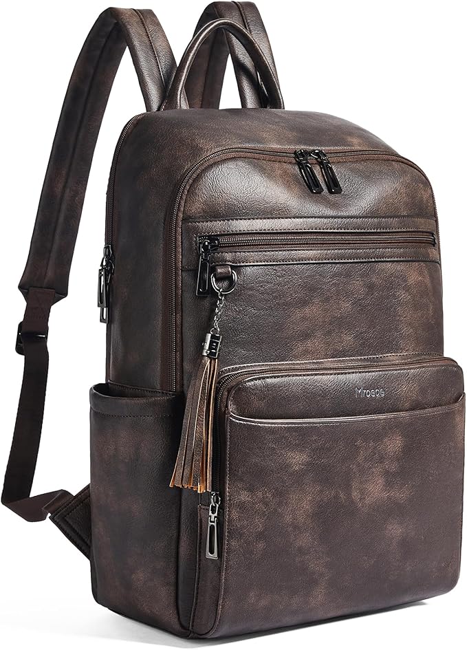 Laptop Backpack for Women,Leather Backpack with 15.6 inch Laptop Compartment,Large Capacity Computer Backpacks Purse,Carry-on Travel Backpacks,Casual Daypack for Work Business College,Coffee