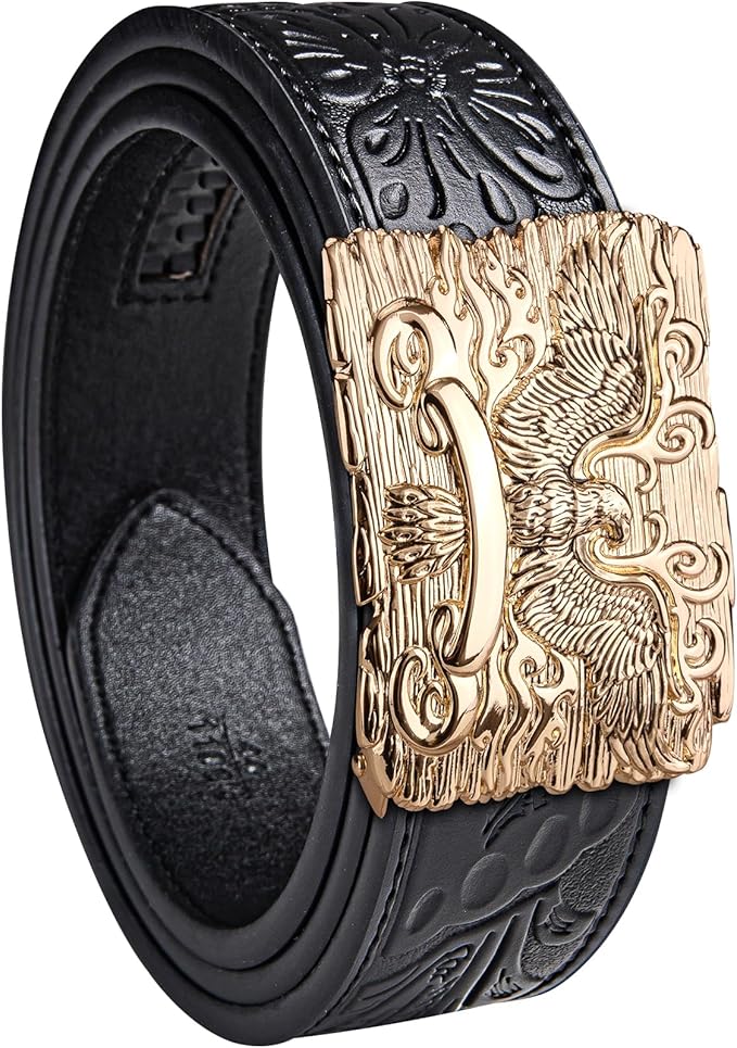 Dubulle Designer Mens Belts, Sliding Automatic Buckle Ratchet Dress Belt TOP Genuine Leather Strap Gifts