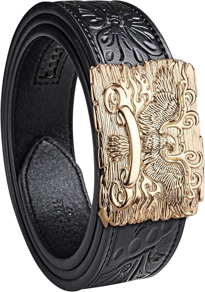 Dubulle Designer Mens Belts, Sliding Automatic Buckle Ratchet Dress Belt TOP Genuine Leather Strap Gifts