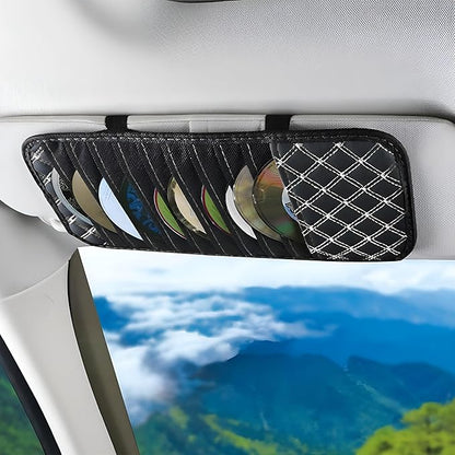 2PCS Car Visor CD Holder, PU Leather Large Capacity Vehicle DVD Storage Organizer with 10 Sleeves, Automotive Interior Sun Visor DVD Case Accessories, Universal for Trucks SUV Sedan (White)