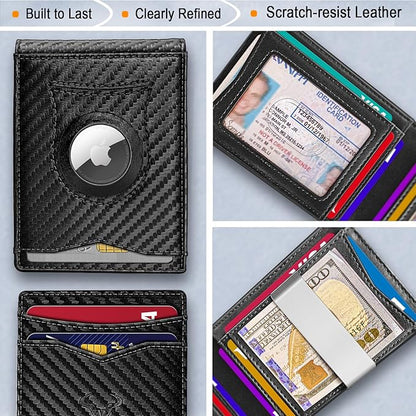 BULLIANT Men Wallet Airtag&Standard Use,Slim Front Pocket Wallet Money Clip for Gifg Men RFID Blocking 11Cards