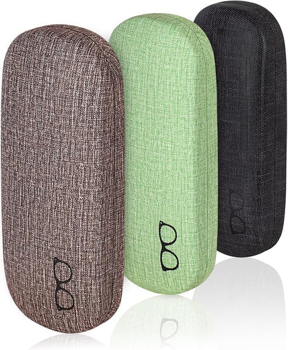 RayLove 3-Pack Hard Shell Eyeglasses Case Large Reading Glasses Hard Case