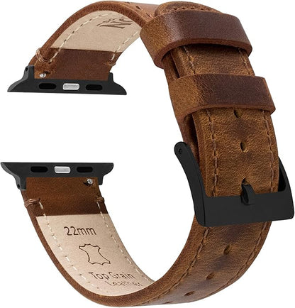 BARTON WATCH BANDS - Top Grain Leather Watch Bands Compatible with Apple Watch Models - 1, 2, 3, 4, 5, 6, 7, 8, 9, 10, SE, Ultra & Ultra 2