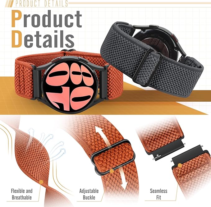Runostrich 22mm Quick Release Elastic Band Compatible with Samsung Galaxy Watch 3 45mm/Garmin Venu 4 45mm/3 45mm/Venu 2/Vivoactive 4/Forerunner 570(47mm)/255/265/Amazfit Helio/Bip 6/5/Balance 2
