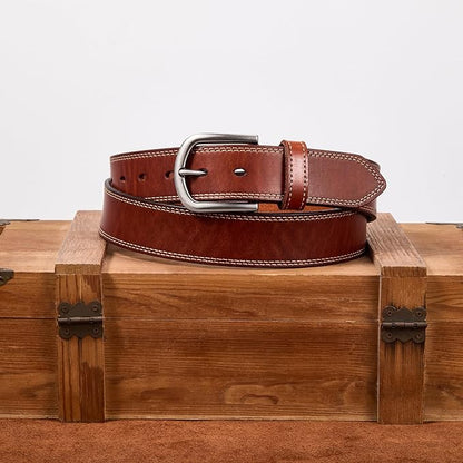 Men's Full Grain Leather Belt for Everyday Casual Jeans, 1.5" Handmade Men Leather Belts with Gift Box