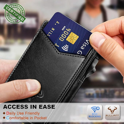 BULLIANT Men Wallet,Magnetic Metal Wallet Money Clip 9Cards Pop-up Access RFID Blocking