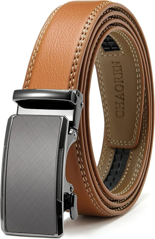 CHAOREN Mens Dress Belt - Mens Ratchet Belt Leather for Dress Pant - Micro Adjustable Belts Fit Everywhere