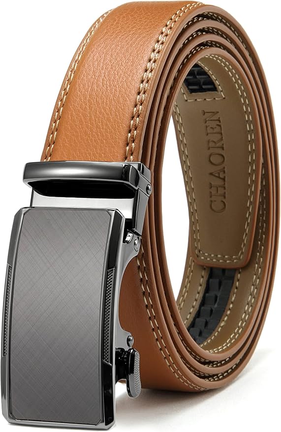 CHAOREN Mens Dress Belt - Mens Ratchet Belt Leather for Dress Pant - Micro Adjustable Belts Fit Everywhere