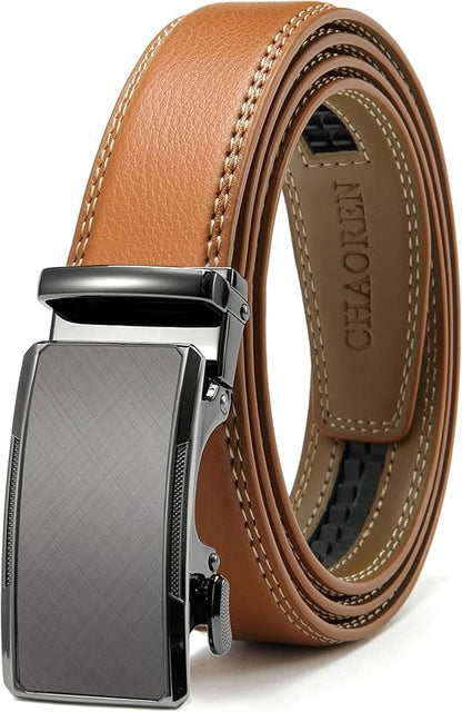 CHAOREN Mens Dress Belt - Mens Ratchet Belt Leather for Dress Pant - Micro Adjustable Belts Fit Everywhere