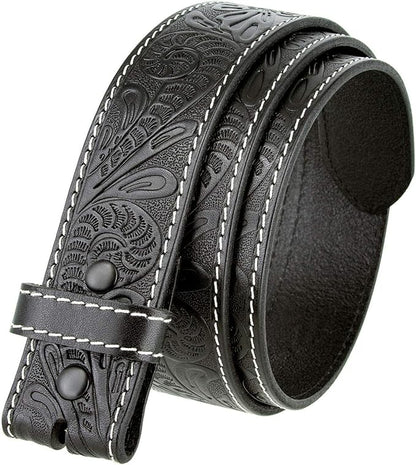 Genuine Full Grain Western Engraved Tooled Leather Strap or Belt 1-1/2" Wide