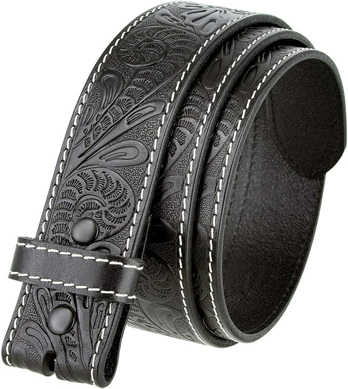 Genuine Full Grain Western Engraved Tooled Leather Strap or Belt 1-1/2" Wide