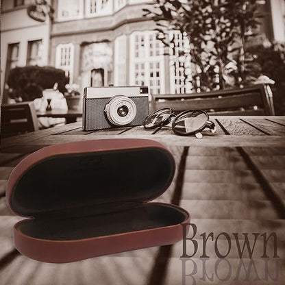 MyEyeglassCase - Large Sunglasses Case - Hard Glasses Case Holder w/Pouch & Cloth - Eyeglass Case Aviator Frames Men & Women