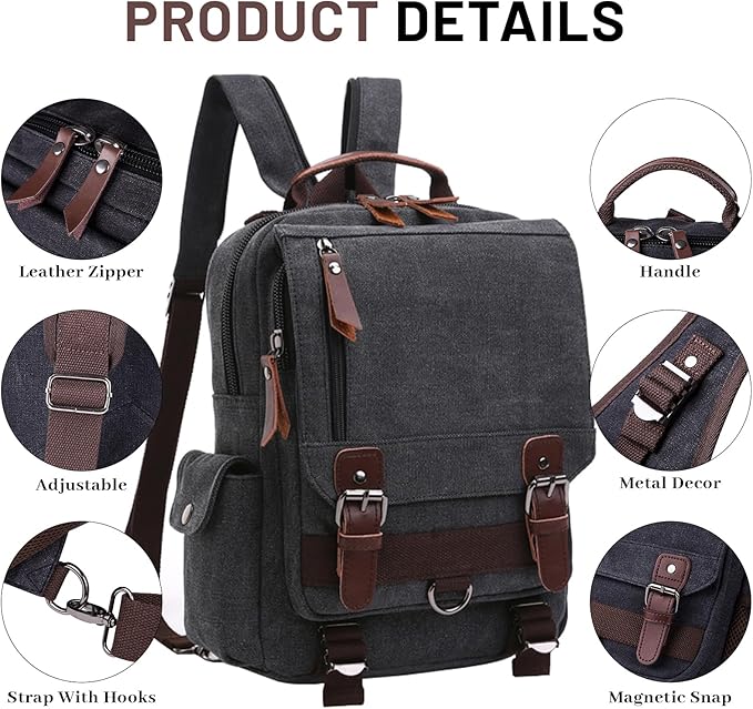 mygreen Canvas Cross Body Messenger Bag Shoulder Sling Backpack Travel Rucksack