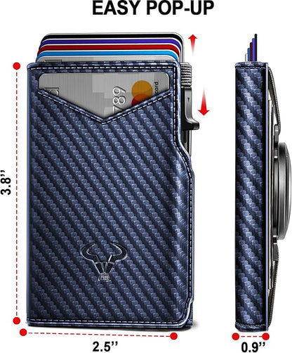 BULLIANT Men Wallet Gift Boxed,Slim Front Pocket Wallet Money Clip Card Holder 3.8"x2.7",Pop-up Access