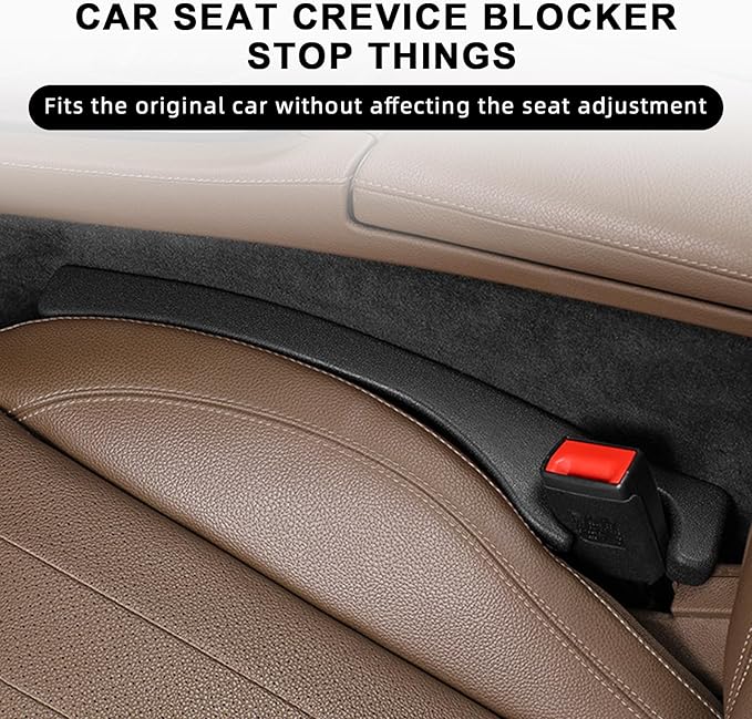2 Pack Car Seat Gap Filler Car Seat Gap Interior Universal Fit PU Leather Car Seat Gap Plug for Filling Gaps Between Seats and Consoles Stop Things from Dropping