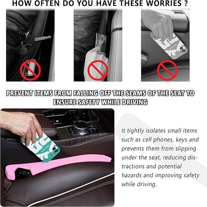 Junecarp Car Seat Gap Filler 2 Pack,Car Gap Filler Organizer to Impede Items from Dropping,Essential Interior Car Accessories Seat Gap Plug (Pink)