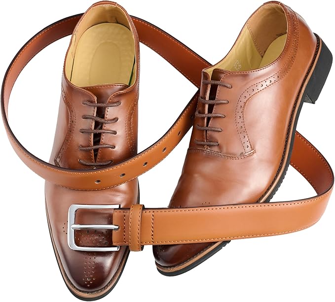 Bighake Men's Genuine Leather Dress Belt, Handmade Leather Jeans Belt for Men Work Business and Casual