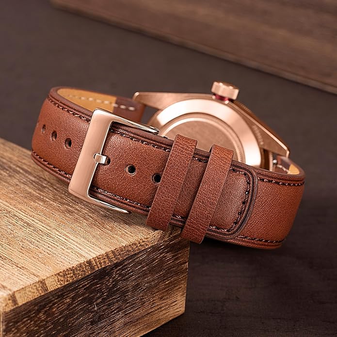 SEURE Quick Release Watch Band,Top Genuine Leather Watch Straps 19mm 20mm 21mm 22mm 24mm for Men and Women
