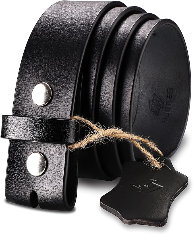 HJones Western Belts for Men without Buckle,Cowboy Belt Buckles for Men,1.5" Wide Genuine Leather Belt No Buckle