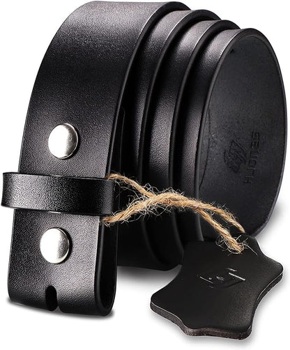 HJones Western Belts for Men without Buckle,Cowboy Belt Buckles for Men,1.5" Wide Genuine Leather Belt No Buckle