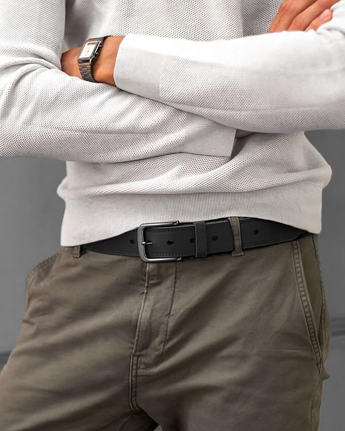 CHAOREN Mens Belts Leather - 35mm Genuine Leather Belt for Jeans - Men Gift for Casual Dress